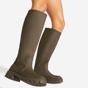 Shoe Dazzle Olive Over-the-Knee Lug Sole Boots